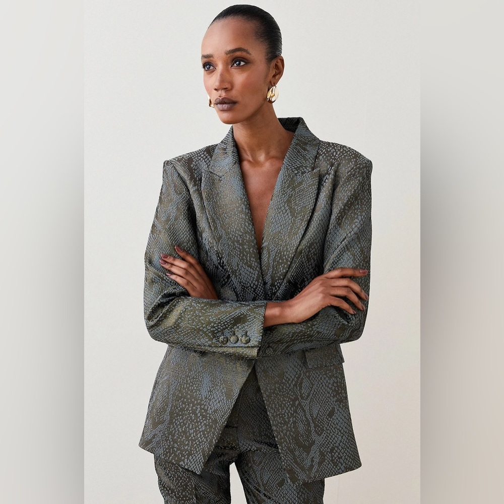 Jacquard Statement Single Breasted Tailored Jacket